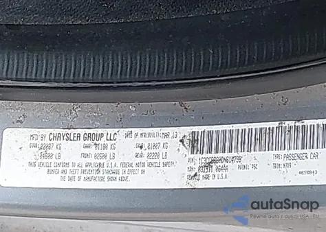 2013 Chrysler 200 Touring z USA, uszkodzony, nr VIN 1C3CCBBB0DN614798